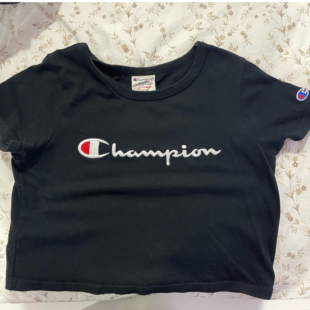 Black Champion Cotton Crop Top